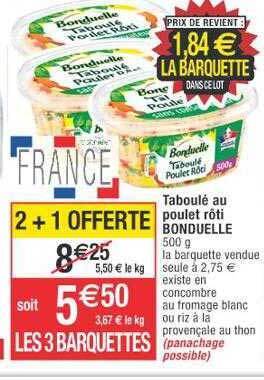 Cora x Carrefour Taboulé au poulet rôti bonduelle offre