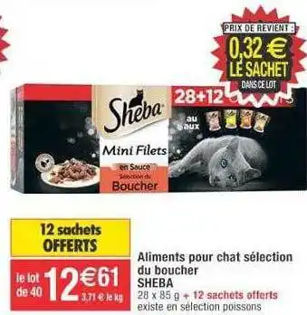 Cora x Carrefour Aliments pour chat sélection du boucher sheba offre