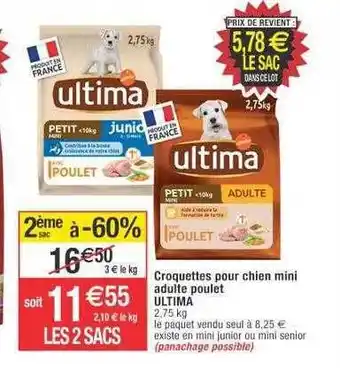 Cora x Carrefour Croquettes pour chien mini adulte poulet ultima offre