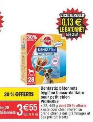 Dentastix bâtonnets hygiène bucco-dentaire pour petit chien pedigree