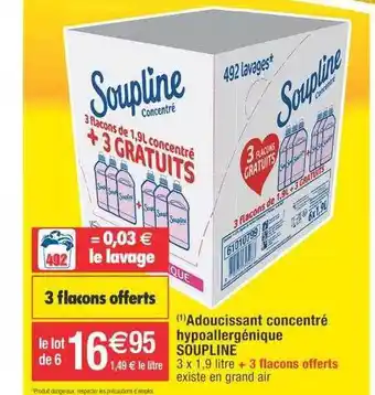 Cora x Carrefour Adoucissant concentré hypoallergénique soupline offre