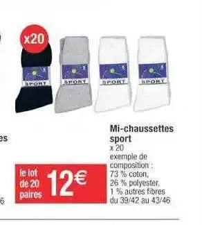 Cora x Carrefour Mi-chaussettes sport offre