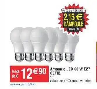Cora x Carrefour Ampoule led 60 w e27 getic offre