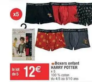 Cora x Carrefour Boxers enfant harry potter offre