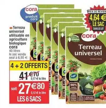 Terreau universel utilisable en agriculture biologique cora