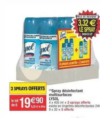 Cora x Carrefour Spray désinfectant multisurfaces lysol offre