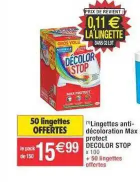 Cora x Carrefour Lingettes anti-décoloration max protect décolor stop offre