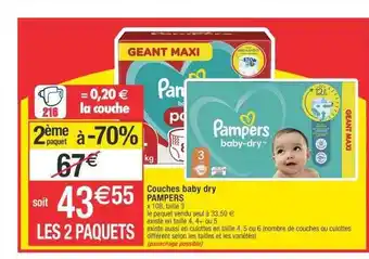 Cora x Carrefour Couches baby dry pampers offre