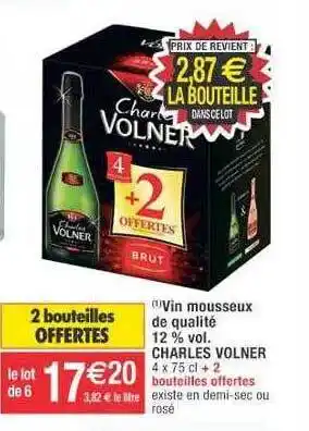 Cora x Carrefour Vin mousseux de qualité 12% vol. charles volner offre