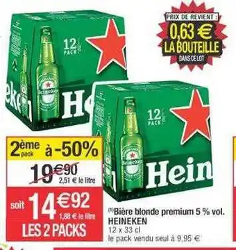 Cora x Carrefour Bière blonde premium 5% vol. heineken offre