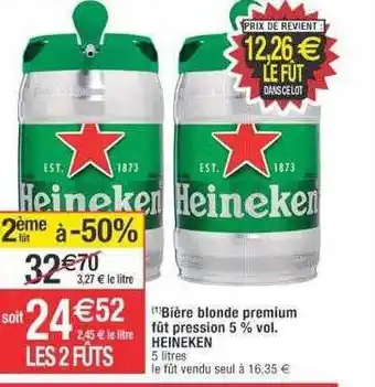 Cora x Carrefour Bière blonde premium fût pression 5% vol. heineken offre