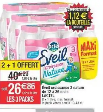 Cora x Carrefour Éveil croissance 3 nature de 12 à 36 mois lactel offre