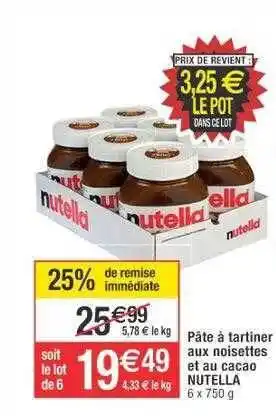Cora x Carrefour Pâte à tartiner aux noisettes et au cacao nutella offre