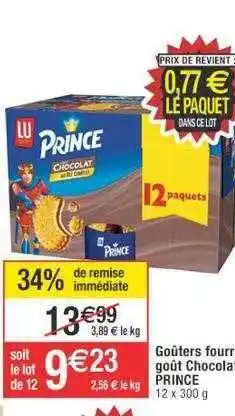 Cora x Carrefour Goûters fourrés goût chocolat prince offre