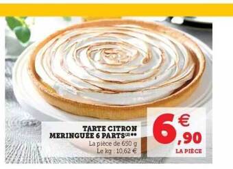 Hyper U Tarte citron meringuée 6 parts offre