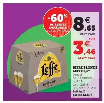 Hyper U Biere blonde leffe 6,6 ° offre