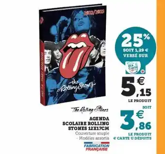 Agenda scolaire rolling stones 12 x 17 cm