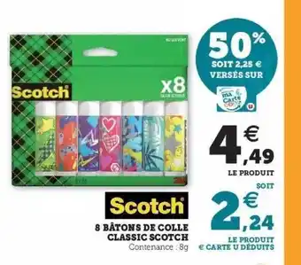 Hyper U 8 bâtons de colle classic scotch offre