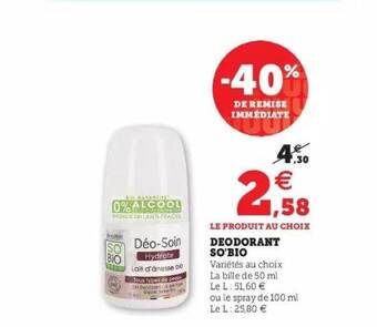 Hyper U Déodorant so'bio offre