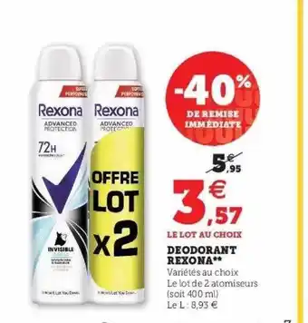 Hyper U Déodorant rexona offre