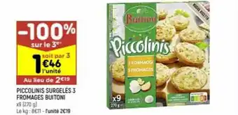 Leader Price Piccolinis surgelés 3 fromages buitoni offre