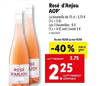 Lidl ROSÉ D'ANJOU AOP offre