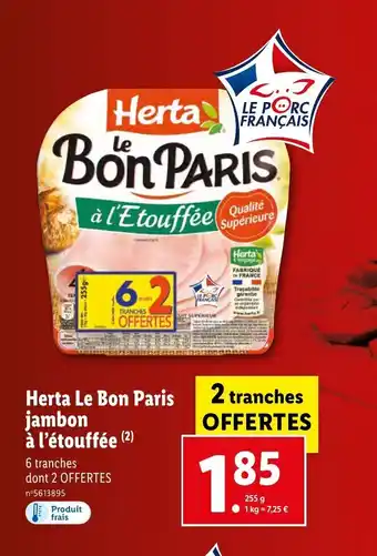 Lidl HERTA le bon paris jambon à l'étouffée offre