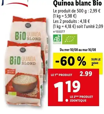 Lidl BIO quinoa blanc offre