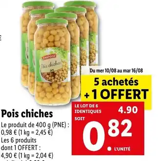 Lidl Pois chiches offre
