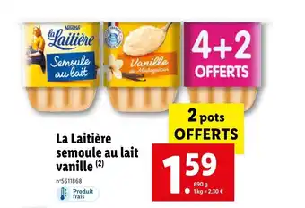 Lidl La laitière semoule au lait vanille offre