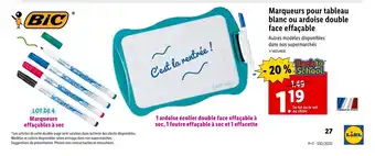 Lidl BIC marqueurs pour tableau blanc ou ardoise double face effaçable offre