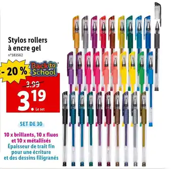 Lidl Stylos rollers à encre gel offre