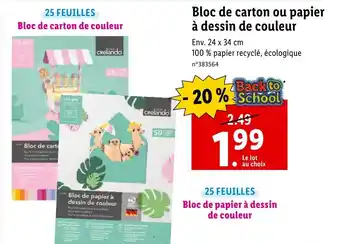 Lidl Bloc de carton ou papier à dessin de couleur offre