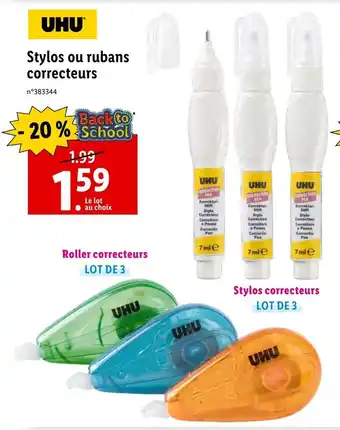 Lidl Stylos ou rubans correcteurs offre