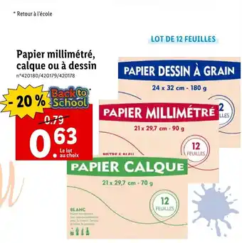 Lidl Papier millimétré, calque ou à dessin offre