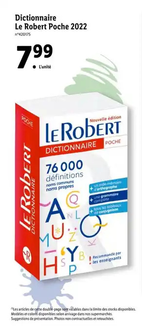 Lidl Dictionnaire le robert poche 2022 offre