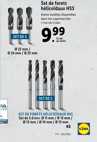 Lidl Set de forets hélicoïdaux HSS offre