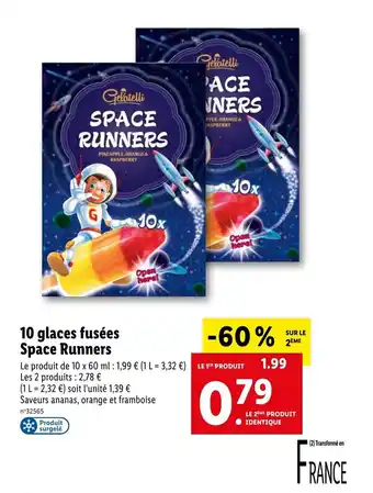 Lidl 10 glaces fusées space runners offre