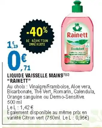 E.Leclerc Liquide Vaisselle Mains Rainett offre