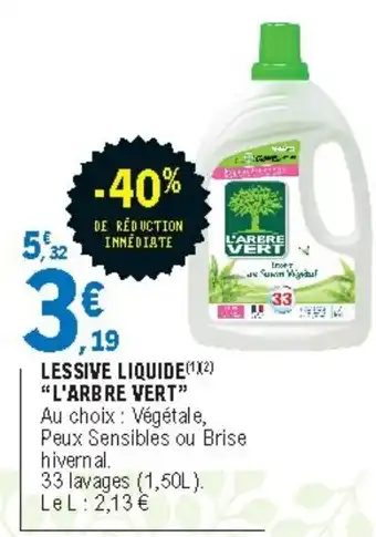 E.Leclerc Lessive Liquide L'Arbre Vert offre
