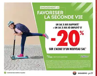 Sport 2000 Un sac à dos rapporté = un sac à dos ré-employé et -20% sur l'achat d'un nouveau sac offre