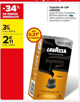 Carrefour Market Lavazza Capsules de Café offre