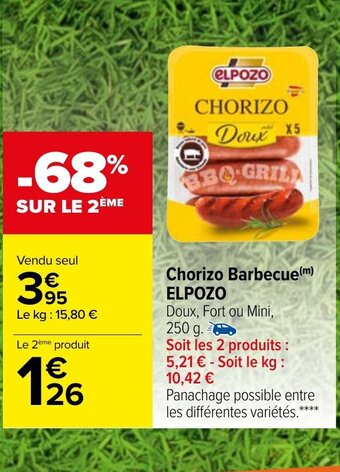 Carrefour Market Elpozo Chorizo Barbecue offre