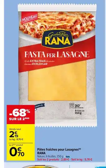 Carrefour Market Rana Pâtes Fraîches Pour Lasagnes offre