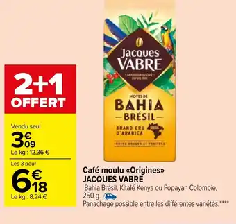 Carrefour Market Jacques Vabre Café Moulu Origines offre