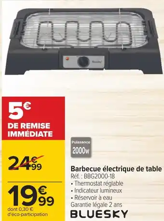 Carrefour Bluesky barbecue électrique de table offre