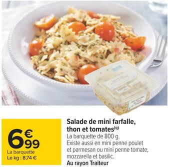 Carrefour Salade de mini farfalle, thon et tomates offre