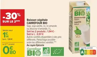 Carrefour Carrefour bio boisson végétale offre