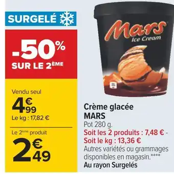 Carrefour Mars crème glacée offre