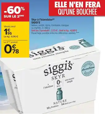 Carrefour Siggi's skyr à l'islandaise offre